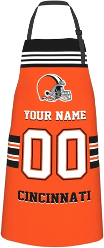 Vista 10 de Delantales personalizados del estilo del fútbol, delantal personalizado de la cocina del nombre y del número, delantales impermeables modificados