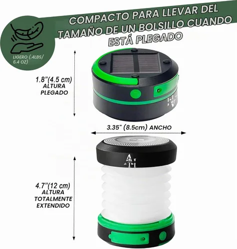 Vista 7 de Linterna solar para campamento, linternas LED para cortes de energía, luces de campamento, linterna de emergencia, lámpara plegable, recargable