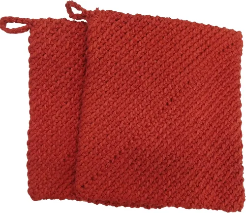 Vista 23 de Soportes para ollas de ganchillo hechos a mano, colección de color sólido, algodón de 6 x 6 pulgadas, resistentes al calor, doble capa, lazo