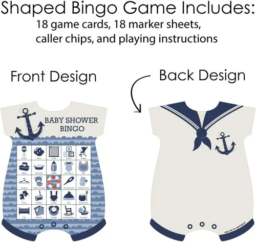 Vista 3 de Big Dot of Happiness Ahoy - Náutico - Tarjetas de bingo con imágenes y marcadores - Juego de bingo en forma de baby shower - Juego de 18