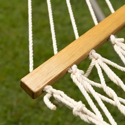 Vista 6 de Castaway Living - Hamaca doble tradicional tejida a mano con cuerdas de algodón, de 13 pies con cadenas de extensión, y ganchos para árboles gratis