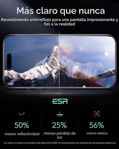 Vista 6 de ESR - Juego de 3 protectores de pantalla de vidrio templado 9H+ para iPhone Air, [grado militar a prueba de roturas], con tecnología antirreflejo