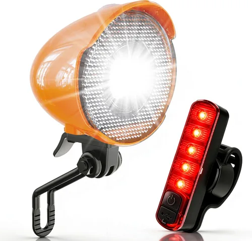 Vista 10 de Vintage Bicycle Light, 350Lumen High‑Brightness Retro BicycleHeadlight, Night Riding SafetyLight with Bracket Negro