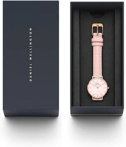 Vista 4 de Daniel Wellington Reloj Petite Rouge, correa de cuero rosa