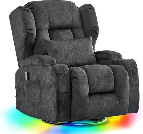 Vista 13 de URRED Silla reclinable giratoria eléctrica con masaje y calor, juego de 1 Negro