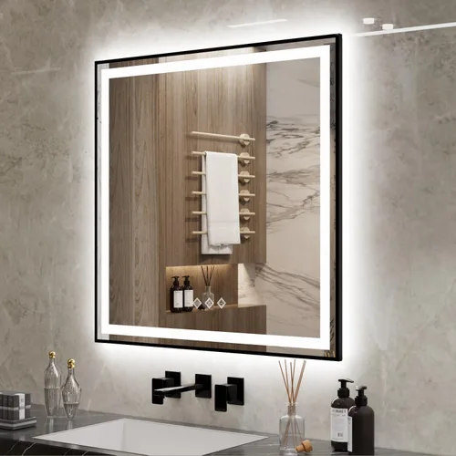 Vista 18 de Espejo LED para baño de 20 x 28 pulgadas con frente degradado y luz LED, espejo retroiluminado para baño, 3 colores, CRI > 90, espejo de baño