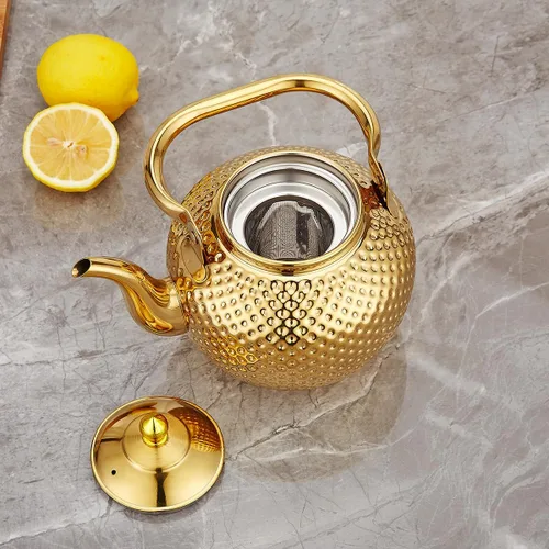 Vista 7 de SANQIAHOME - Tetera de 1200 ml con infusor, hervidor de agua de acero inoxidable, asa de elevación, tetera para agua, hervidor para inducción/gas