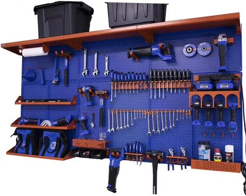 Vista 36 de OmniWall Weekend Warrior XL - Sistema de organización de pared de metal (negro/azul)
