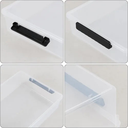 Vista 3 de Paquete de 4 contenedores planos de plástico con tapas, caja de almacenamiento transparente apilable de 6 cuartos de galón