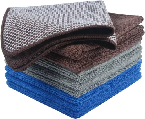Vista 22 de KinHwa Paños de cocina para platos, paños de microfibra absorbentes de secado rápido, trapos de cocina con lado de limpieza de poliéster, ideal