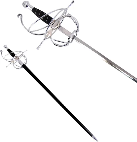 Vista 7 de Medieval Warrior Esgrima Rapier-espiral barrida espada de empuñadura viene con vaina