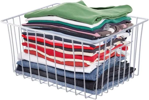 Vista 6 de SANNO Cestas para congelador, cestas de alambre de metal organizadoras de almacenamiento con asas para cocina, dormitorio, armarios, despensa, baño