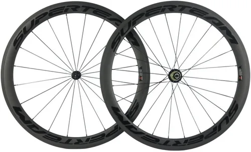 Vista 13 de Superteam Ruedas de Bicicleta de Carretera de Fibra de Carbono 700C, Juego de Ruedas Clincher de 50mm, Mate de 23 de Ancho Amarillo fluorescente