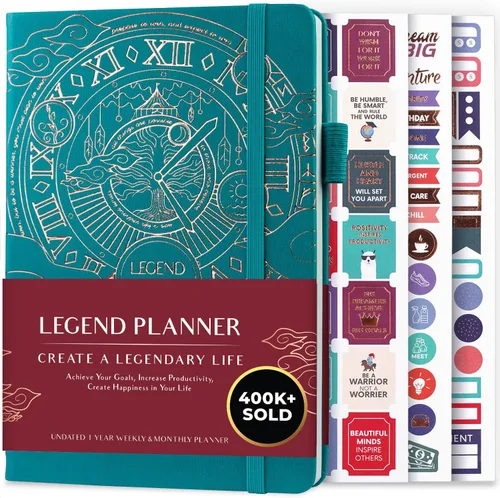 Vista 10 de Planificador Legend – planificador de vida semanal y mensual sin fecha para alcanzar tus objetivos y vivir feliz. Cuaderno organizador, diario