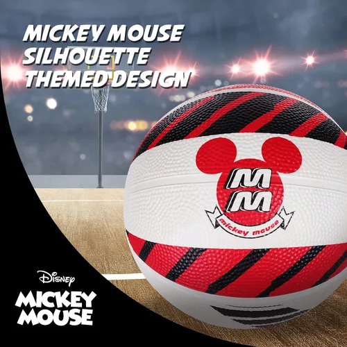 Vista 3 de Disney Mickey Mouse Baloncesto tamaño 6, juego para interiores y exteriores, pelota deportiva juvenil para niños y niñas
