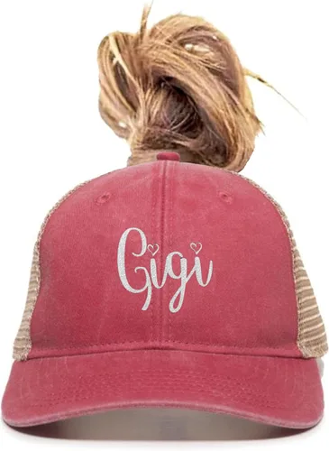 Vista 33 de Go All Out Gigi Idea de regalo para abuela, tía, coleta, visera bordada, sombrero para papá
