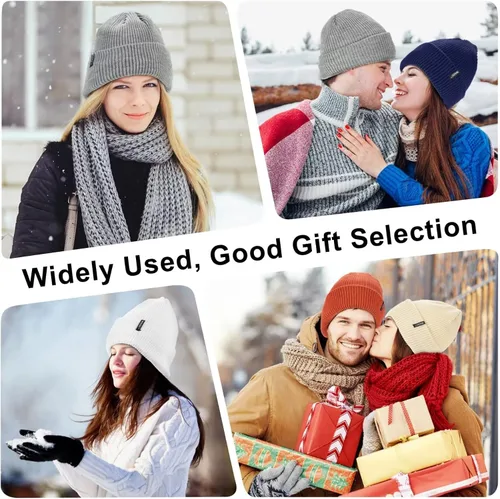 Vista 7 de MSDC Beanies Women 3 Pack, Winter Hats for Women Men Fleece Lined Warm for Cold Weather, Beanie for Women Fashion Skull Cap
