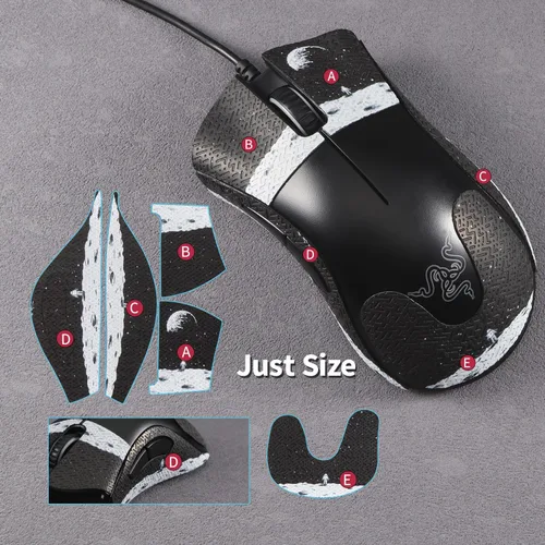 Vista 6 de immoenuc Cinta adhesiva de agarre para mouse Razer DeathAdder Essential Mouse antideslizante, autoadhesiva, precortada, resistente al sudor