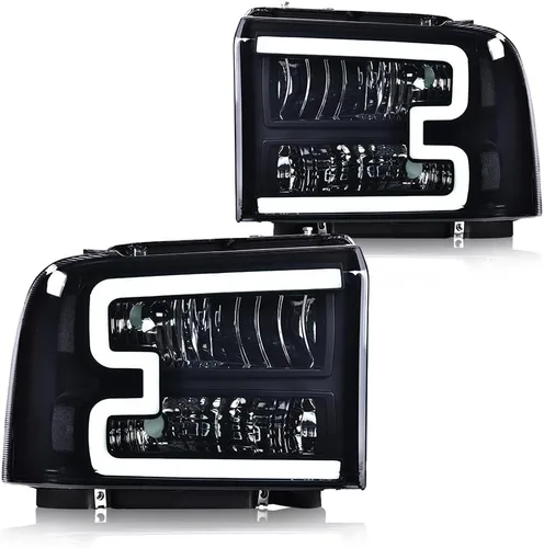 Vista 31 de G-PLUS Faros delanteros delanteros para Ford F250 F350 F450 F550 Super Duty 1999-2004; compatible con Ford Excursion 2000-2004 lente transparente