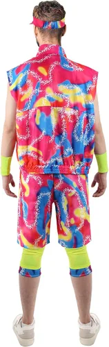 Vista 2 de Angelaicos Traje de los años 80 para hombre, disfraz de entrenamiento de los años 80 para Halloween, cosplay con accesorios