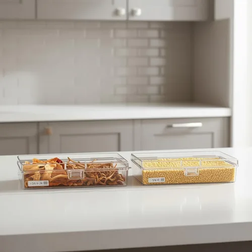 Vista 7 de Goodma 8 contenedores rectangulares vacíos de plástico transparente con tapas con bisagras para objetos pequeños y otros proyectos de manualidades