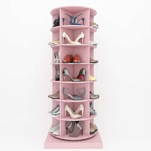 Vista 8 de Moderno zapatero giratorio de 6 niveles, zapatero giratorio de pie, organizador de almacenamiento giratorio de 360 grados, zapatero giratorio