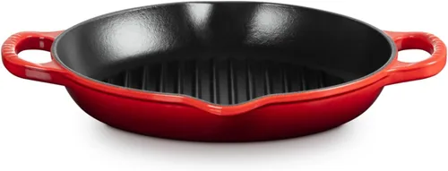 Vista 2 de Le Creuset Parrilla redonda profunda de hierro fundido esmaltado, 9.75 pulgadas, color cereza