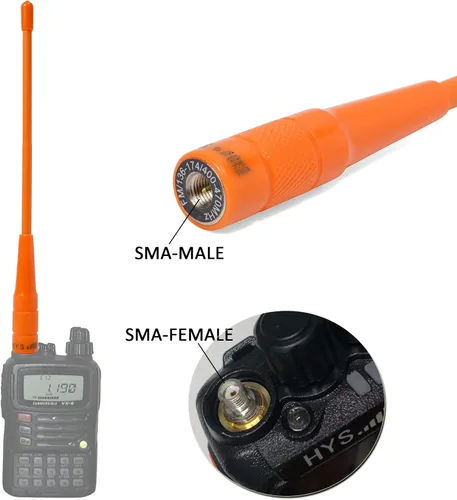 Vista 2 de HYS Antena macho SMA de 6.6 ft, 27.6 in, antena de radio VHF UHF Soft Whip de 2 vías para 136-174/400-470Mhz Walkie Talkie YAESU/Vertex VX-3R VX-6R