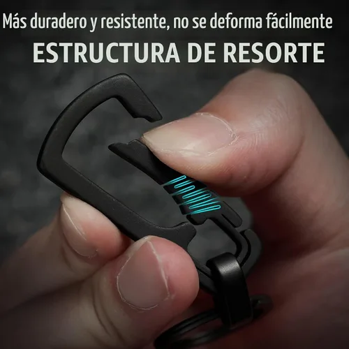 Vista 6 de Llavero con mosquetón de titanio KeyUnity, organizador EDC de liberación rápida con llavero KM04BK