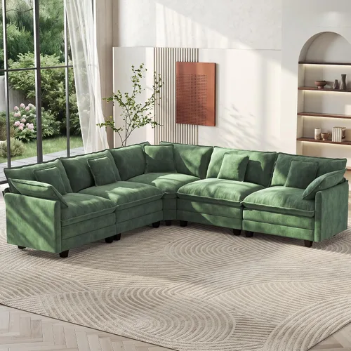 Vista 11 de Ihanherry - Sofá de nube de 3 plazas en L, modular, de asiento profundo, para sala de estar, cómodo cojín de asiento tapizado de doble capa, tela