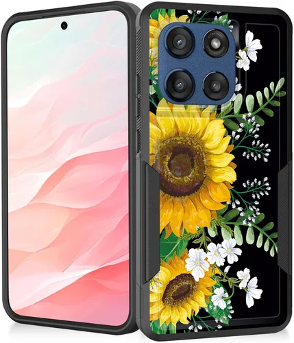 Vista 53 de Funda para Moto G Play 4G 2024, resistente de doble capa híbrida de policarbonato duro, goma suave, a prueba de golpes, funda protectora resistente