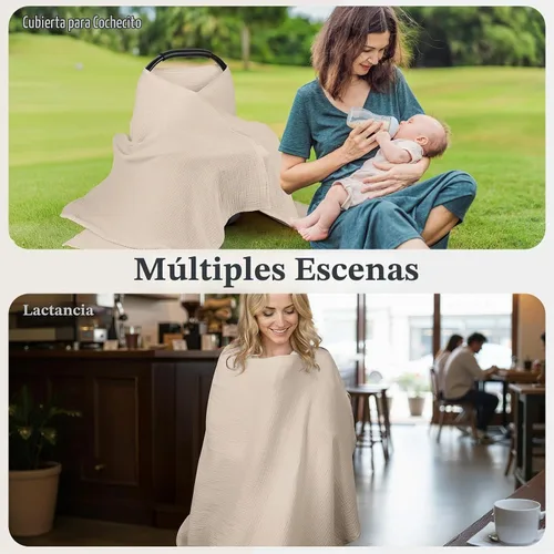 Vista 7 de Cubierta de muselina para lactancia materna, suave y transpirable, de algodón, para mujeres, cubierta de lactancia materna de privacidad completa
