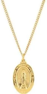 Vista 4 de Plata de Ley Chapados en oro de 24K oval medalla Milagrosa Collar 24 2882X 1782mm