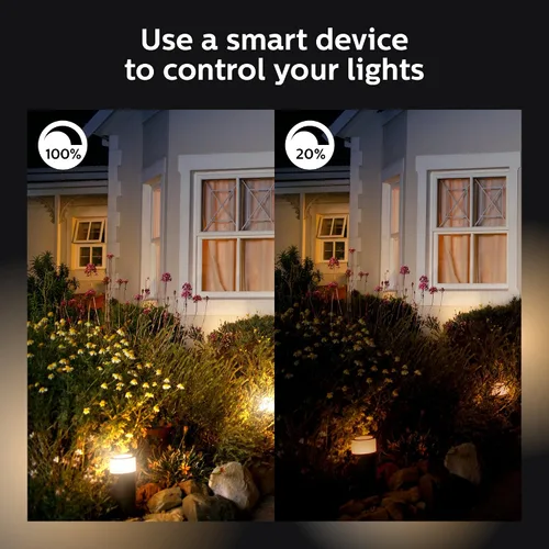 Vista 10 de Philips Hue - Bombillas LED inteligentes blancas para exteriores PAR38 de 13 W, requiere hub, 2 bombillas LED PAR38 blancas, funciona con Alexa