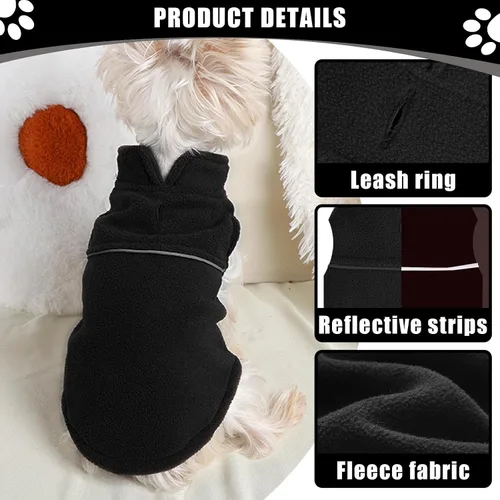 Vista 3 de Suéteres para Perros Pequeños para Niñas, Chaleco de Forro Polar para Perros con Orificio para Correa, Suéter Cálidamente Ajustable, Chaqueta