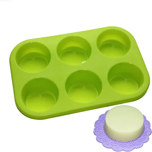 Vista 5 de X-Haibei moldes circulares de silicona para jabón, chocolate, gelatina, panquecito, cupcake, horneado