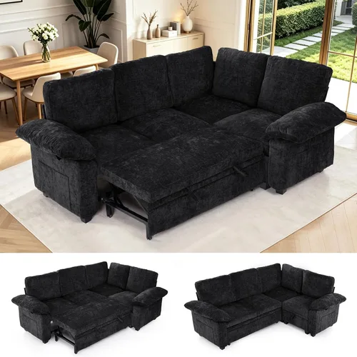 Vista 13 de Sofá cama modular modular con cama extraíble, sofá modular de 5 asientos en forma de L con almacenamiento, sofá nube, sofás seccionales convertibles