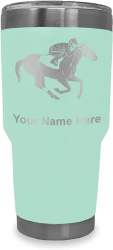 Vista 18 de LaserGram Vaso aislado al vacío de 20 onzas, carreras de caballos, grabado personalizado incluido (negro)
