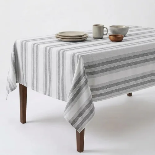 Vista 11 de Urban Villa - Mantel de mesa 100 % algodón, para uso diario, cenas familiares o fiestas en interiores o exteriores, a cuadros, color negro/blanco