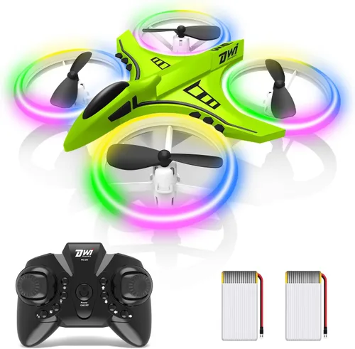 Vista 11 de Dwi Dowellin Mini Dron de 4.9 Pulgadas para Niños a Prueba de Choques Luces LED Despegue y Aterrizaje con Una Tecla Volteretas RC Control Remoto