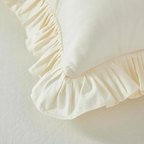 Vista 3 de Lemfux Juego de 2 fundas de almohada con volantes, fundas de almohada decorativas de algodón lavado, fundas de cojín sólidas desgastadas y elegantes