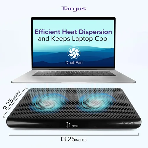 Vista 3 de Targus Alfombrilla de enfriamiento de doble ventilador con conexión USB para portátil de 16 pulgadas (AWE61US)
