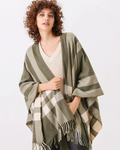 Vista 5 de Moss Rose Chal de viaje para mujer poncho frontal abierto capa para otoño e invierno
