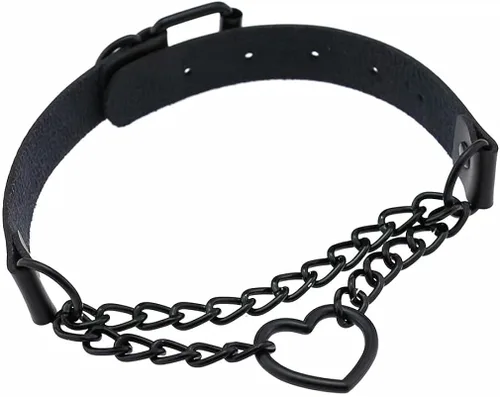 Vista 6 de Gargantilla negra de moda collar de cadena negra de 2 capas para mujeres y niñas rosa Cuero no conocido