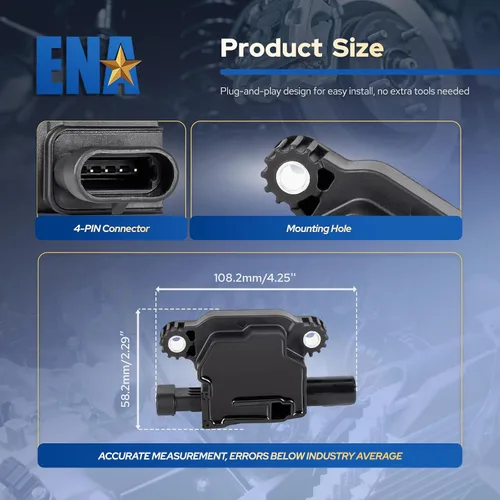 Vista 9 de Juego de 8 bobinas de encendido cuadradas compatibles con Chevy GMC Cadillac Camaro Corvette Express Impala CTS Rainier Avalanche Silverado 1500