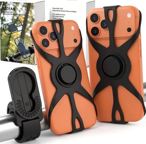 Vista 8 de Soporte de teléfono para bicicleta, soporte de teléfono celular para motocicleta, giratorio de 360°, soporte de teléfono de silicona