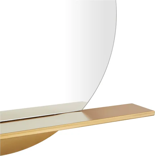 Vista 2 de Deco 79 Espejo de pared de metal para habitación, 1 estante, espejo de entrada, espejo montado en la pared 35 x 4 x 28 pulgadas, dorado