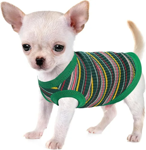 Vista 18 de Eleva la Comodidad y la Moda de tu Mascota: Chaleco de Camisa para Perros de Algodón 100% Acanalado Premium para Razas Pequeñas como Chihuahuas