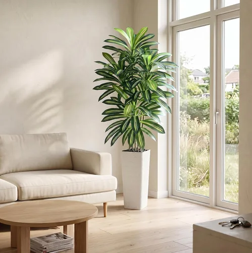 Vista 10 de Árbol de Dracaena artificial, plantas artificiales de 5 pies, maceta Verde-negro Pot