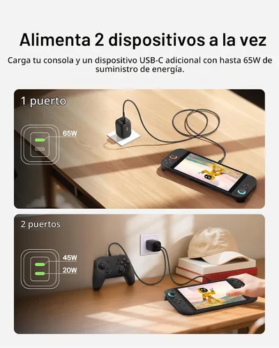 Vista 3 de Belkin Bloque de cargador USB C dual para juegos para Nintendo Switch 2 y Pro con carga rápida GaN de 65 W - Apple iPhone 17, iPad, MacBook